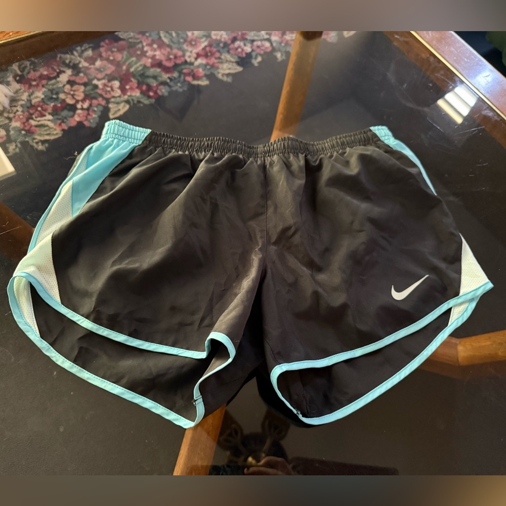 Nike Women's Black Running Shorts with Blue Trim